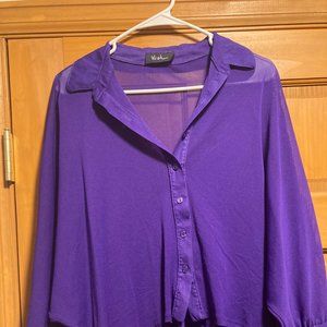 Wish Purple Button Down Top Size Medium
